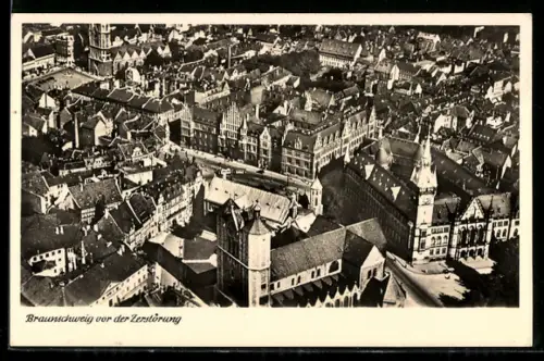 AK Braunschweig, Dom, Burg und Rathaus vor der Zerstörung