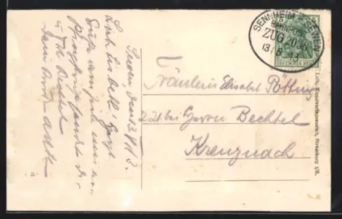AK Bahnpoststempel Sennheim-Sewen 1913, Zug 2036