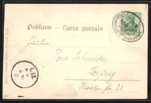 AK Bahnpoststempel Strassburg-Appenweier 1903, Zug 660