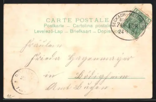AK Bahnpoststempel Seckach-Miltenberg 1901, Zug 158