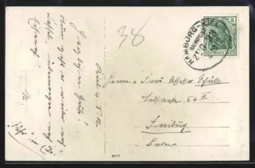 AK Bahnpoststempel Hamburg-Kiel 1912, Zug 33