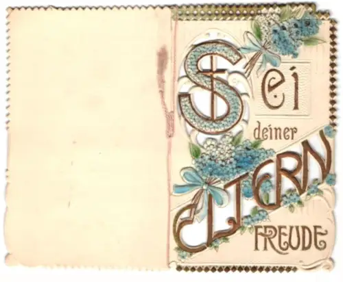 Glückwunschkarte Konfirmation, Schriftzug mit Vergissmeinnicht