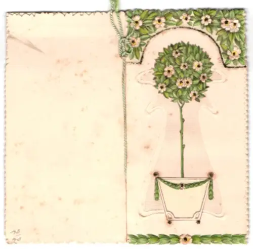 Glückwunschkarte Baum mit rosanen Blüten, Verlobung