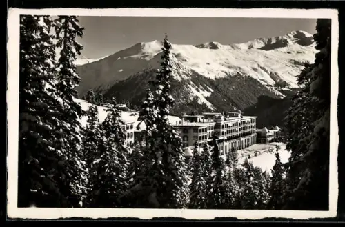 AK Davos, Sanatorium Schatzalp gegen Hörnli u. Pischahorn