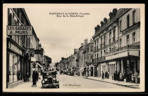 AK Fontenay-le-Comte /Vendée, Rue de la République, Les Garages A. Murs