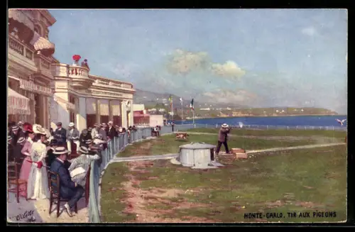 Künstler-AK Monte-Carlo, Tir aux Pigeons
