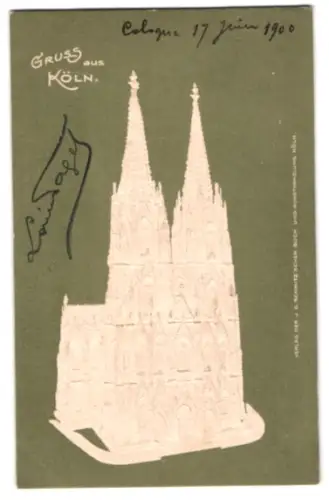 Relief-AK Köln, Dom in der Aussenansicht