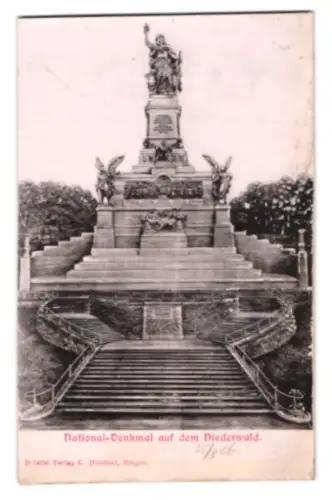 Relief-AK Nationaldenkmal auf dem Niederwald mit Grünanlagen