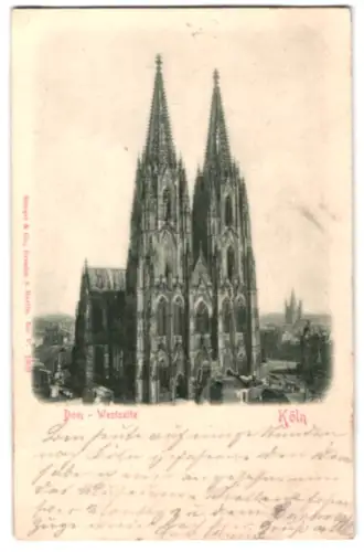Relief-AK Köln, Dom von der Westseite