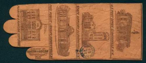 Leder-AK Gloversville, NY, U.S. Post Office, State Armory, Free Public Library, Handschuhform