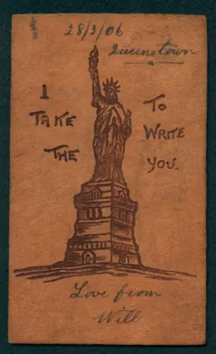 Leder-AK Freiheitsstatue aus dem Jahr 1906