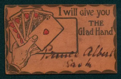 Leder-AK Poker, Herz-Strasse, I will give you the Glad Hand