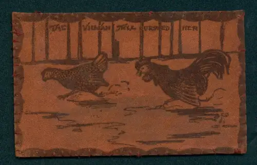 Leder-AK Hahn jagt eine Henne