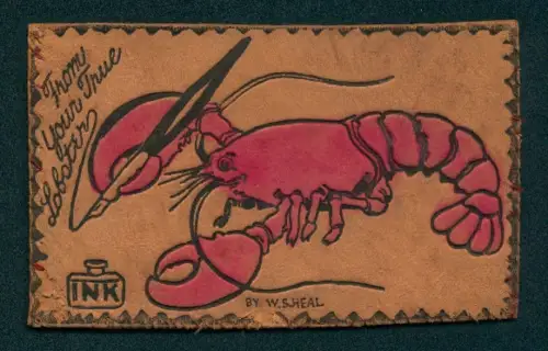 Leder-AK Hummer mit einem Federhalter und einem Tintenfass