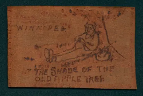 Leder-AK Winnipeg, Mann schläft gemütlich unter einem Baum