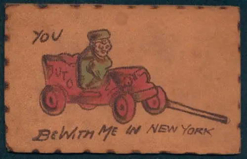 Leder-AK New York, NY, Person in grüner Kleidung in einem roten Auto