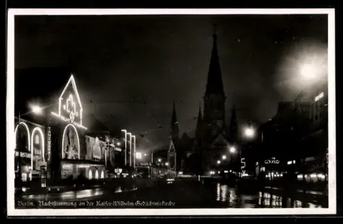 AK Berlin-Charlottenburg, Nachstimmung an der Kasier Wilhelm Gedächtniskirche