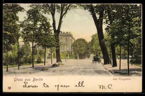 AK Berlin, Strassenpartie am Tiergarten