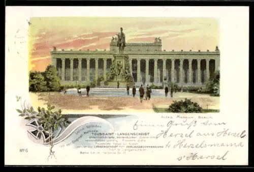 Lithographie Berlin, Leute vor dem Alten Museum