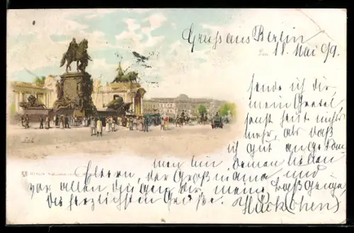 Lithographie Berlin, Nationaldenkmal Wilhelm I.