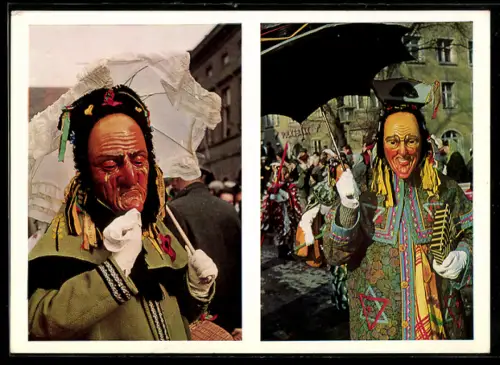 AK Rottweil, Zwei Schantle zu Fasching, Links: Die Briekere, Rechts Die Lachere