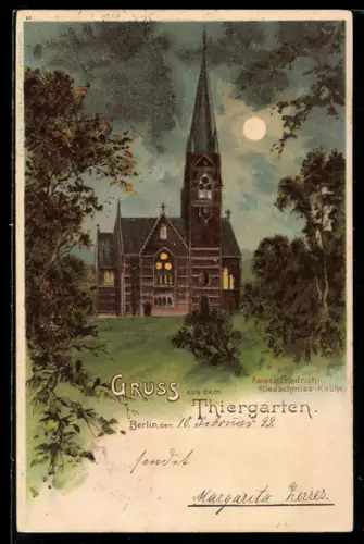 Lithographie Berlin-Tiergarten, Kaiser-Friedrich-Gedächtnis-Kirche
