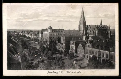 AK Friedberg i. H., Kaiserstrasse aus der Vogelschau