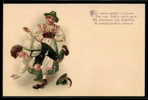 AK Kinder in Trachten beim Volkstanz