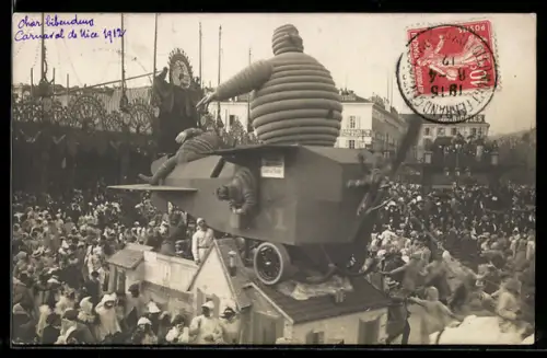 AK Nice, Carnaval 1912, Festwagen