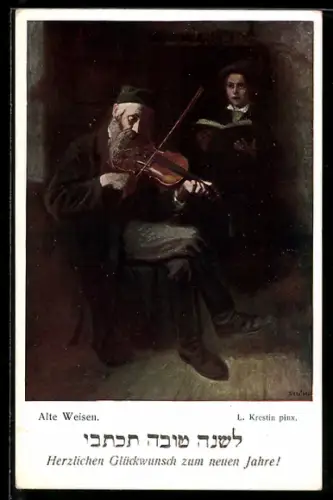 AK Jüdischer Violinenspieler auf einem Stuhl