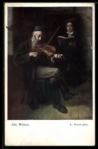 AK Jüdischer Violinenspieler auf einem Stuhl