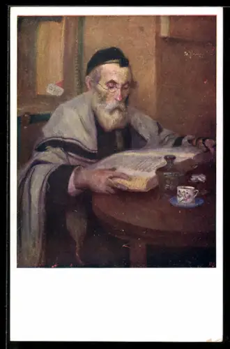 AK Jüdischer Mann beim Morgengebet, Herzlichen Glückwunsch zum neuen Jahre!