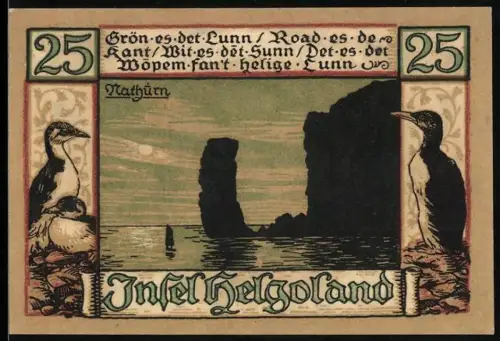 Notgeld Helgoland 1921, 25 Pfennig, Küstenlandschaft und Heiligenfigur