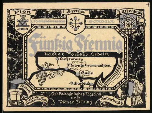 Notgeld Scharbeutz, 50 Pfennig, Küstenlandschaft bei Kammer an der Ostsee