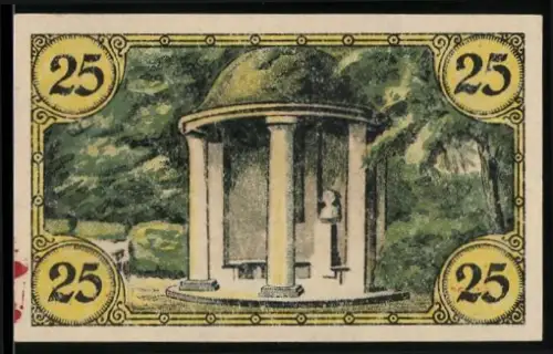 Notgeld Glogau 1920, 25 Pfennig, Pavillon und industrielle Szenen