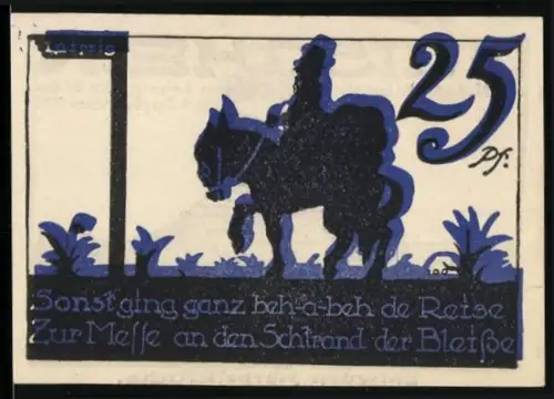 Notgeld Leipzig 1921, 25 Pf, Reiter und Völkerschlachtdenkmal