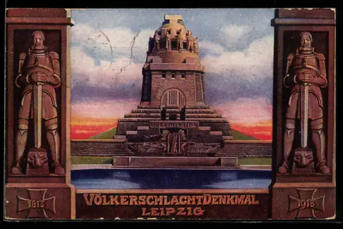 Maximum-AK Leipzig, Völkerschlachtdenkmal, offizielle Postkarte zur Weihe des Denkmals 1913, Ganzsache