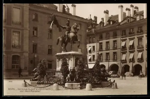 AK Bern, Denkmal Rudolfs von Erlach vor dem Münster
