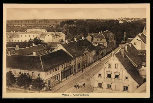 AK Mitau, Schlossstrasse aus der Vogelschau
