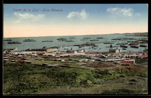 AK Gran Canaria, Puerto de la Luz, Blick auf den Hafen mit Schiffen