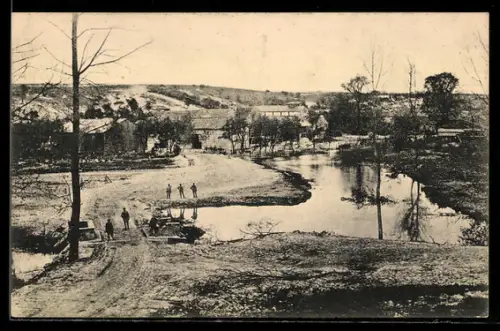 AK Ripont, Dorf am Fluss mit Furt und Personen