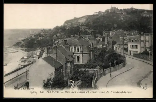 AK Le Havre, Rue des Bains et Panorama de Sainte-Adresse