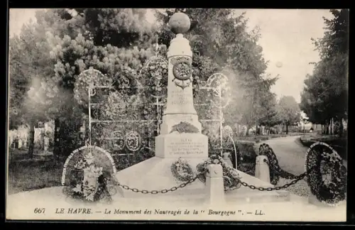 AK Le Havre, Le Monument des Naufragés de la Bourgogne