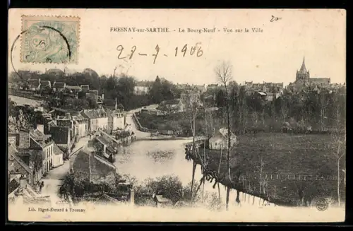 AK Fresnay-sur-Sarthe, Le Bourg-Neuf, Vue sur la Ville