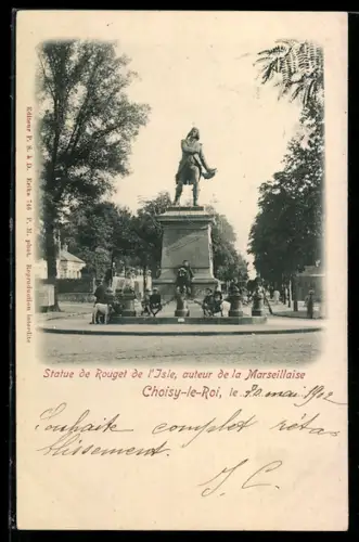 AK Choisy-le-Roi, Statue de Rouget de lIsle, auteur de la Marseillaise