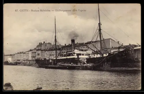 AK Cette, Station Balnéaire, Déchargement dun Vapeur