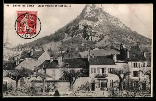 AK Salins-les-Bains, Quai Valette et fort Belin