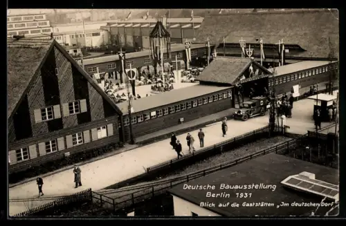 AK Berlin, Deutsche Bauausstellung im Jahr 1931, Gaststätten im Deutschen Dorf aus der Vogelschau