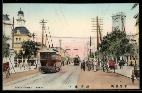 AK Tokyo, Ginza Street, Strassenbahn