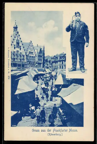 AK Frankfurt, Frankfurter Messe, Römerberg, Trompeter in Uniform